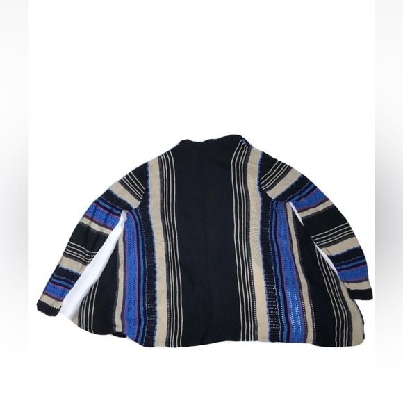Colorful Pointelle Striped Open Cardigan Sweater Size Medium Lagenlook Boho - Picture 4 of 4